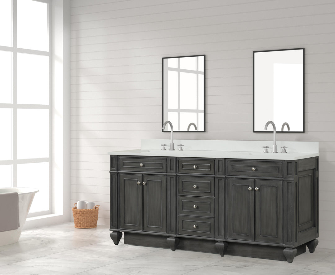 Winston 72" Double Sink Vanity with White Quartz Top