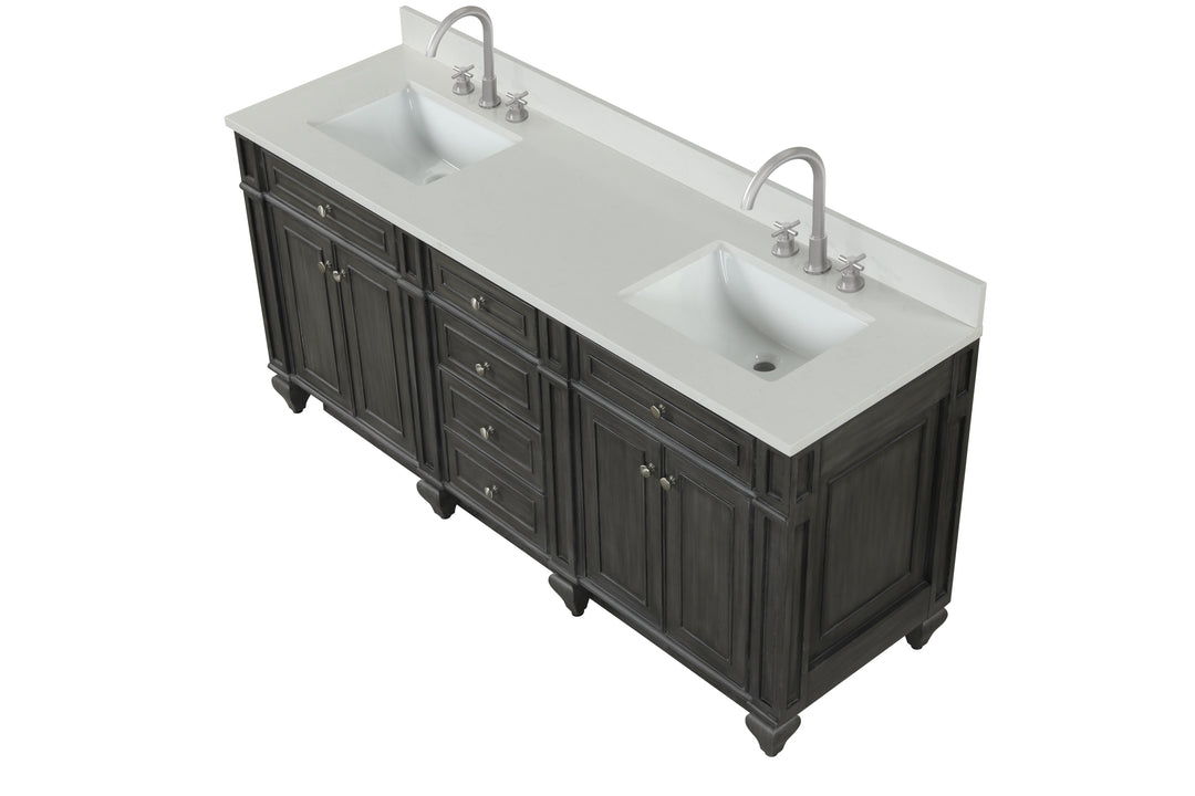Winston 72" Double Sink Vanity with White Quartz Top