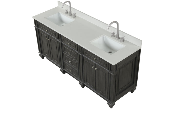 Winston 72" Double Sink Vanity with White Quartz Top