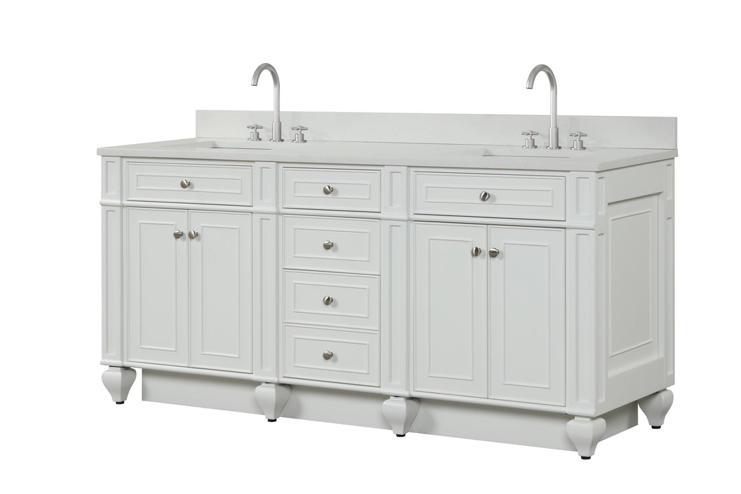 Winston 72" Double Sink Vanity with White Quartz Top