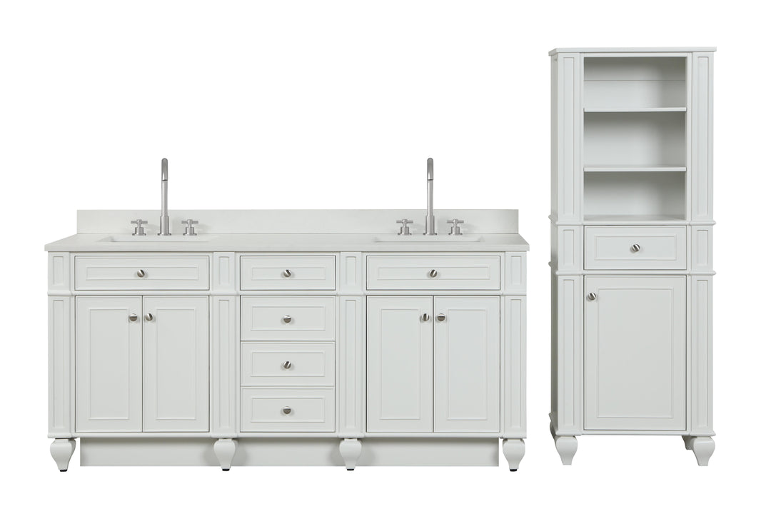 Winston 72" Double Sink Vanity with White Quartz Top