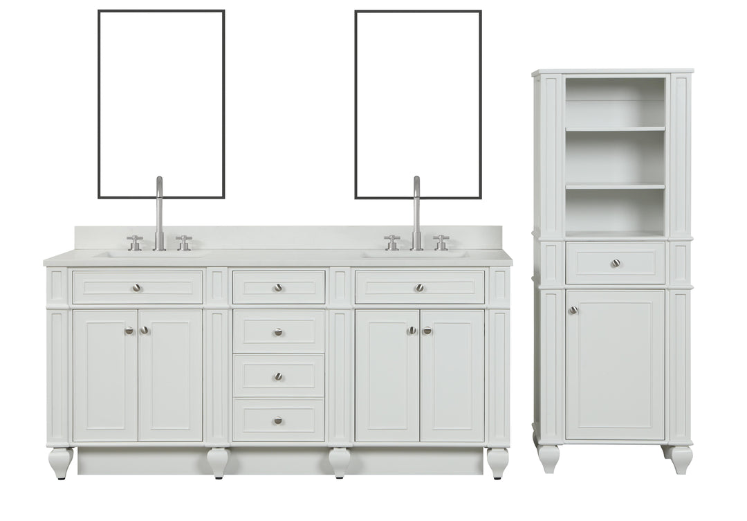 Winston 72" Double Sink Vanity with White Quartz Top