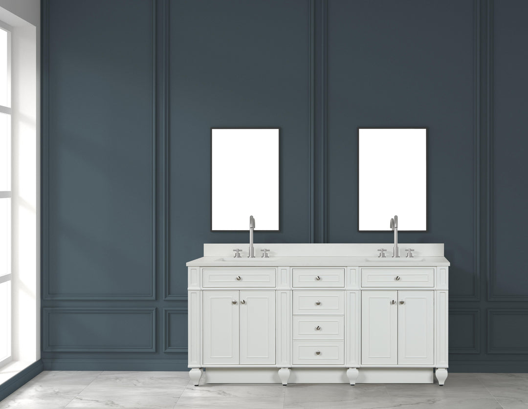 Winston 72" Double Sink Vanity with White Quartz Top