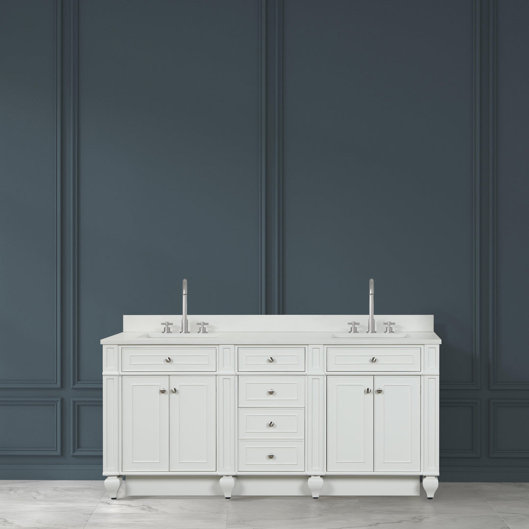 Winston 72" Double Sink Vanity with White Quartz Top