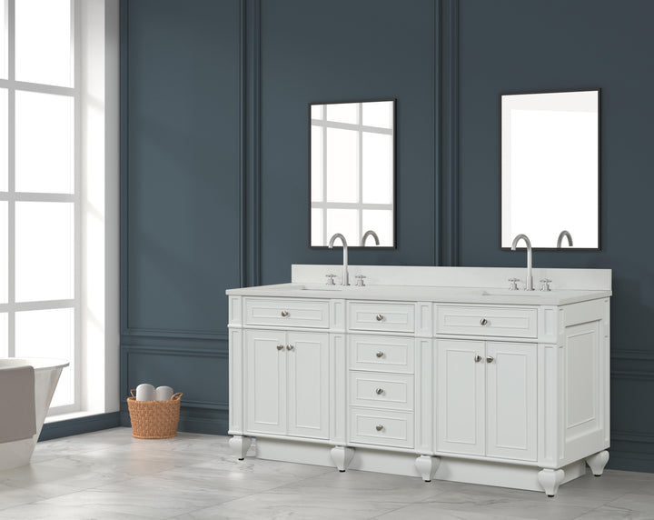 Winston 72" Double Sink Vanity with White Quartz Top