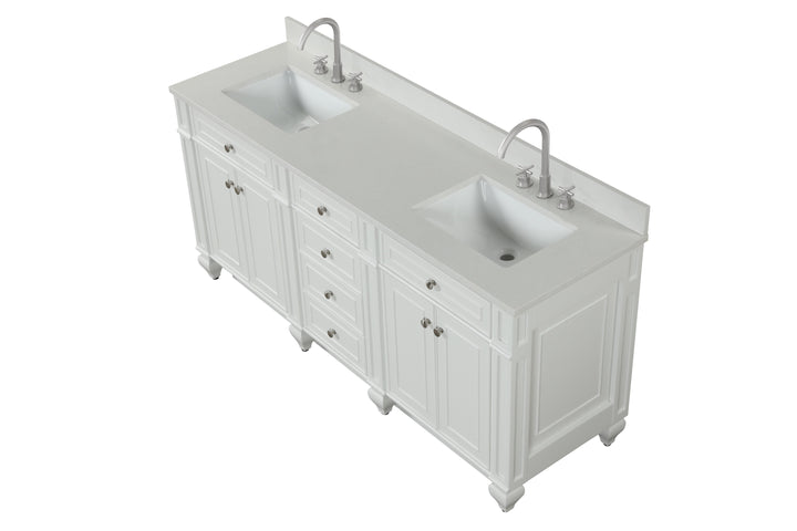 Winston 72" Double Sink Vanity with White Quartz Top
