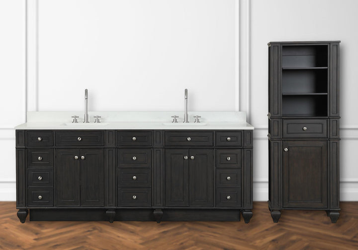 Winston 84" Double Sink Vanity with White Quartz Top