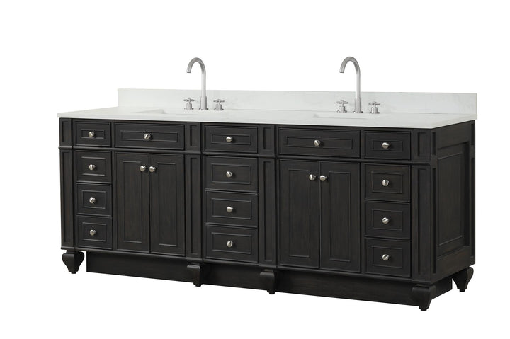 Winston 84" Double Sink Vanity with White Quartz Top