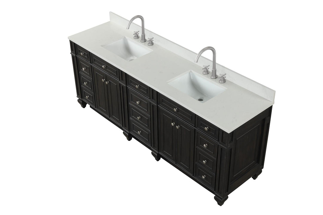 Winston 84" Double Sink Vanity with White Quartz Top
