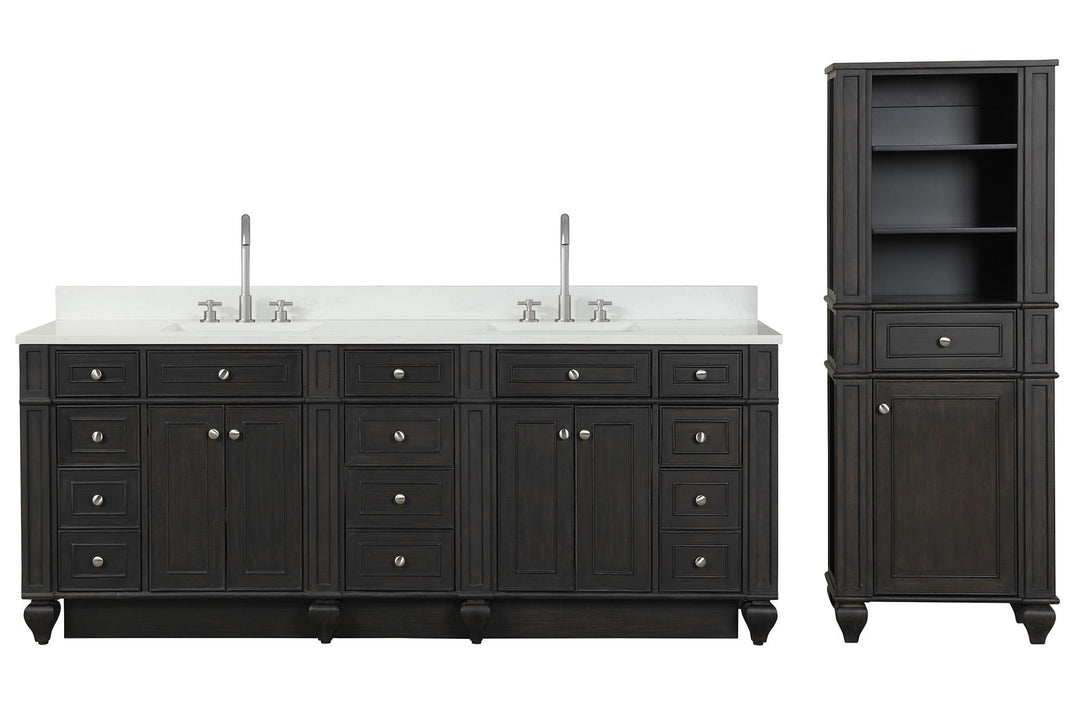 Winston 84" Double Sink Vanity with White Quartz Top