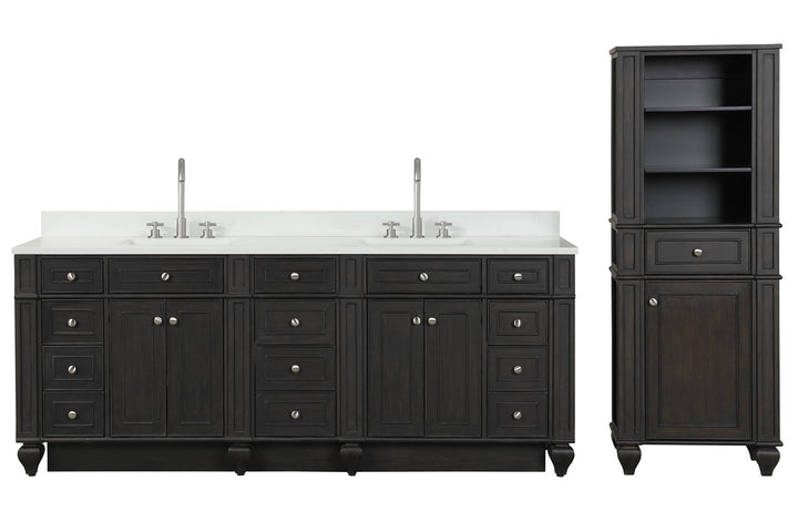 Winston 84" Double Sink Vanity with White Quartz Top