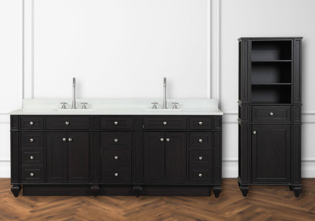 Winston 84" Double Sink Vanity with White Quartz Top