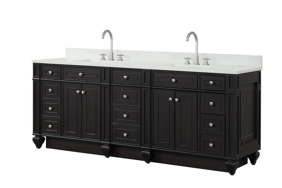 Winston 84" Double Sink Vanity with White Quartz Top