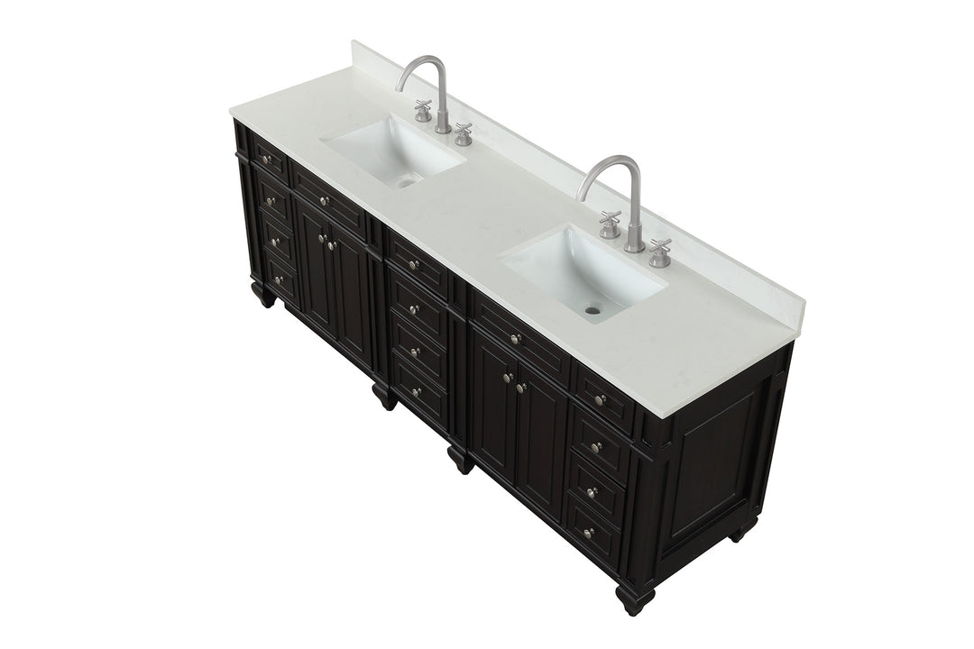 Winston 84" Double Sink Vanity with White Quartz Top