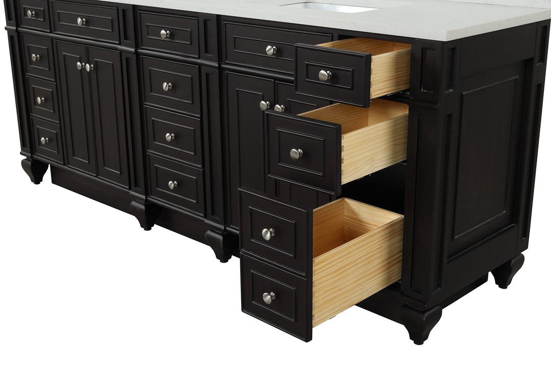 Winston 84" Double Sink Vanity with White Quartz Top