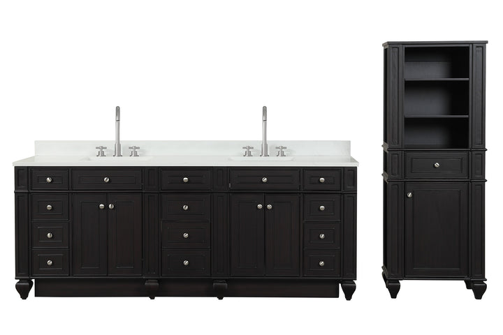 Winston 84" Double Sink Vanity with White Quartz Top