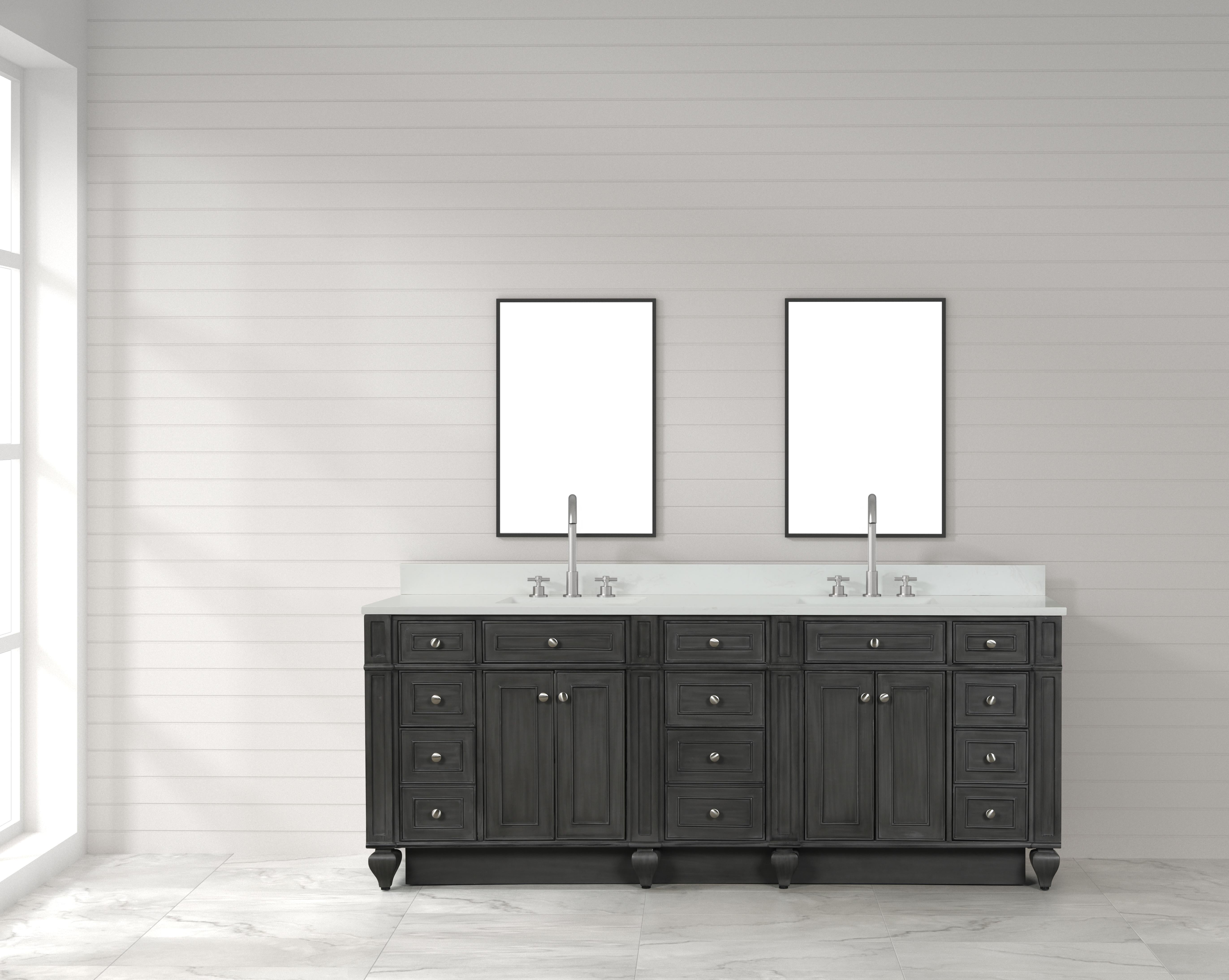 Winston 84" Double Sink Vanity with White Quartz Top