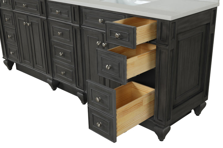 Winston 84" Double Sink Vanity with White Quartz Top