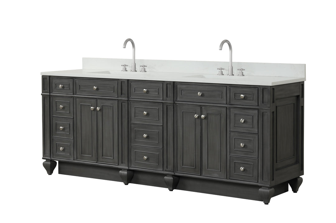 Winston 84" Double Sink Vanity with White Quartz Top