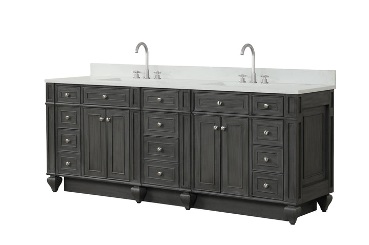 Winston 84" Double Sink Vanity with White Quartz Top