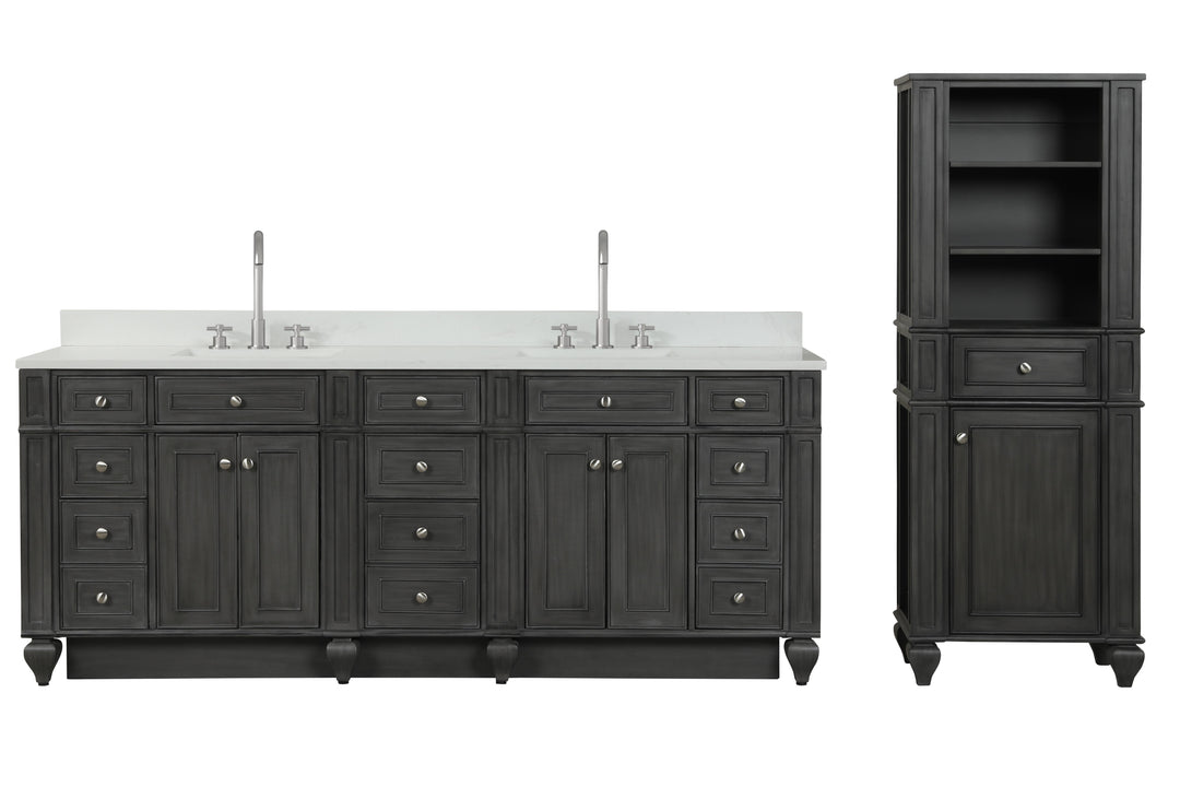 Winston 84" Double Sink Vanity with White Quartz Top