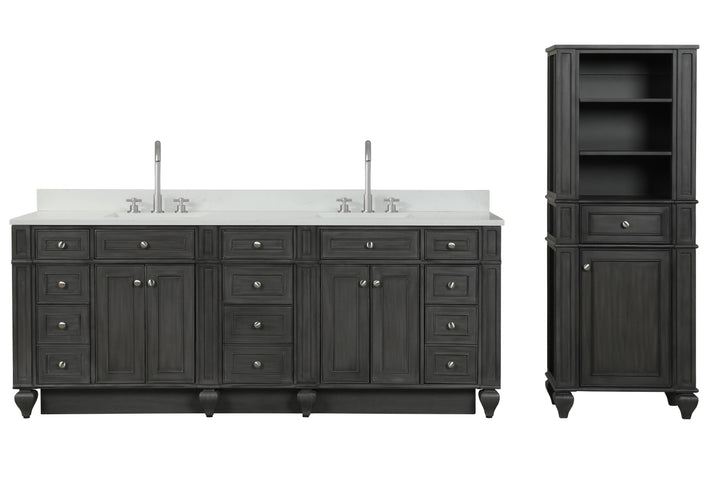 Winston 84" Double Sink Vanity with White Quartz Top