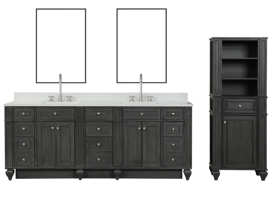 Winston 84" Double Sink Vanity with White Quartz Top