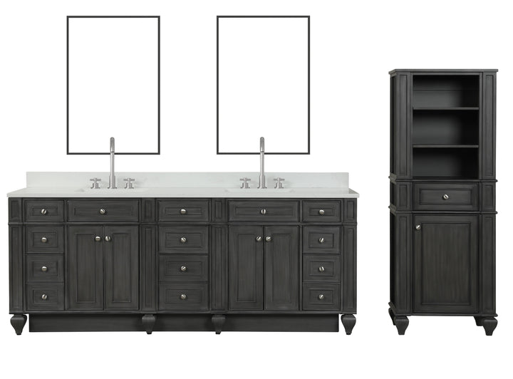 Winston 84" Double Sink Vanity with White Quartz Top