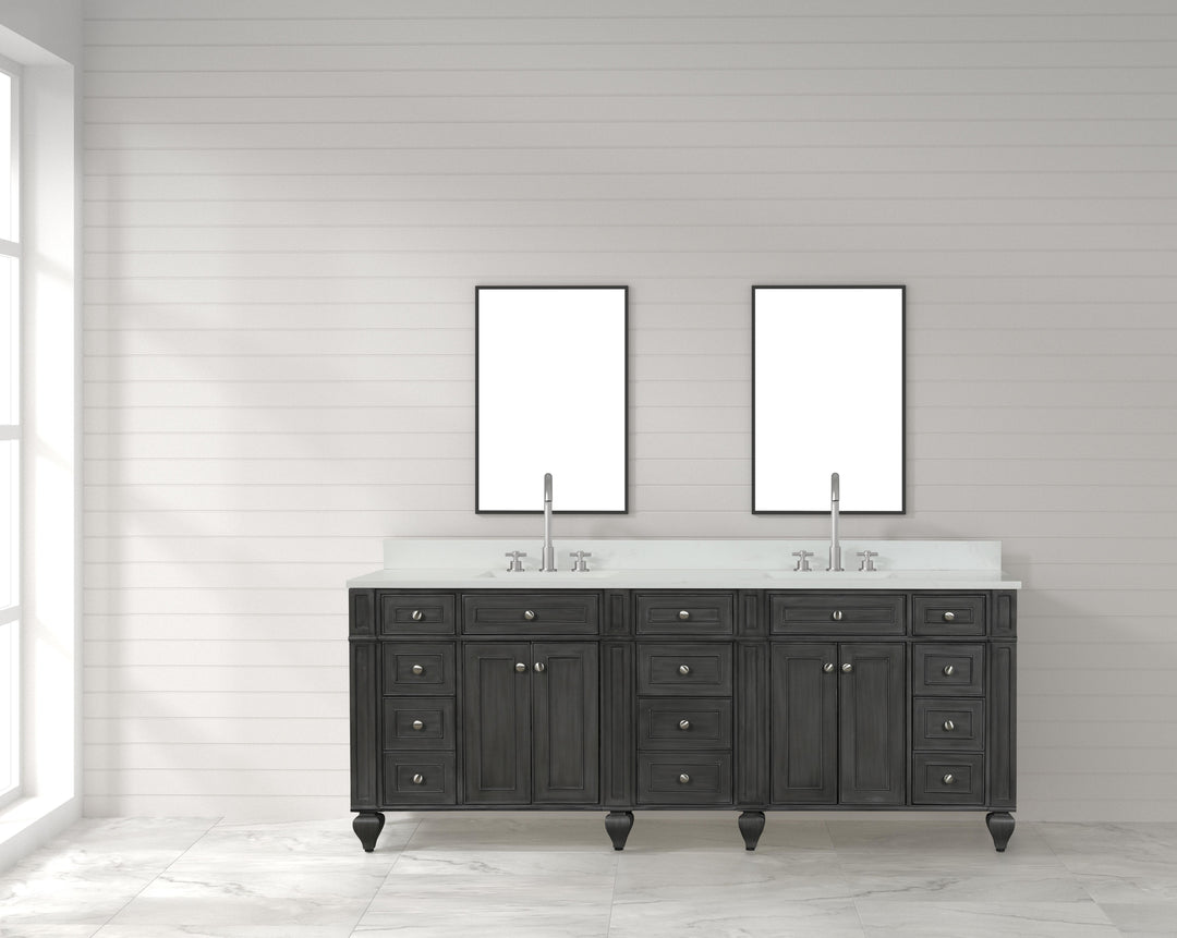 Winston 84" Double Sink Vanity with White Quartz Top