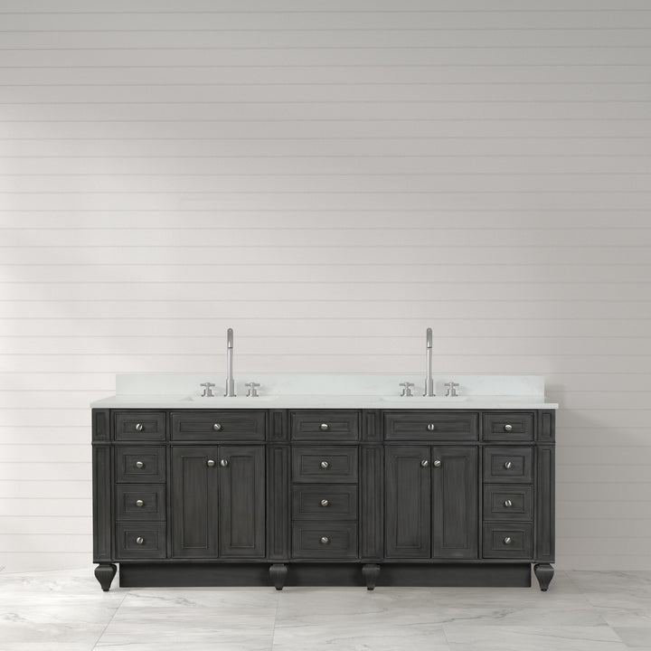 Winston 84" Double Sink Vanity with White Quartz Top