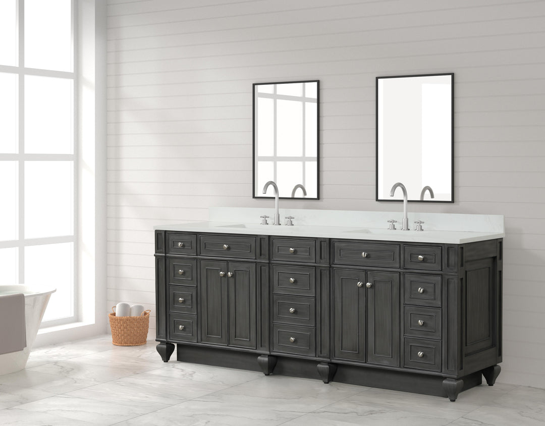Winston 84" Double Sink Vanity with White Quartz Top