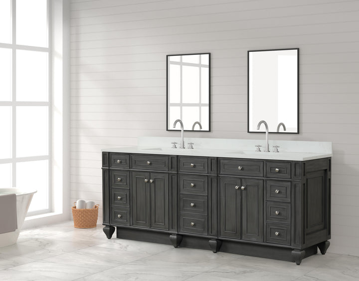Winston 84" Double Sink Vanity with White Quartz Top