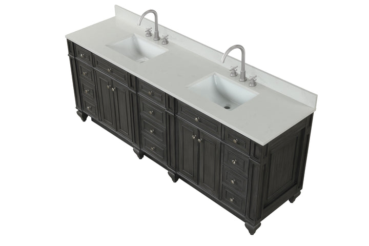 Winston 84" Double Sink Vanity with White Quartz Top