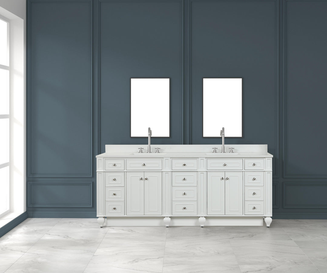 Winston 84" Double Sink Vanity with White Quartz Top