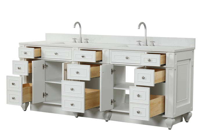 Winston 84" Double Sink Vanity with White Quartz Top