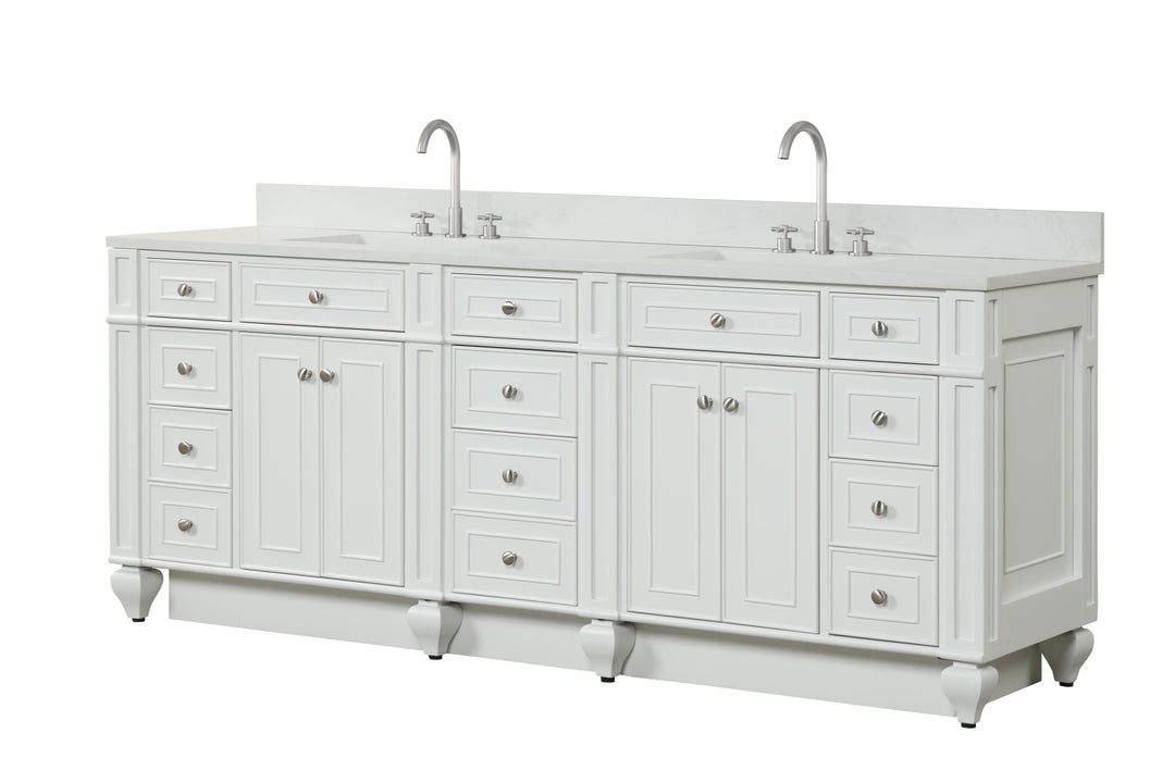 Winston 84" Double Sink Vanity with White Quartz Top