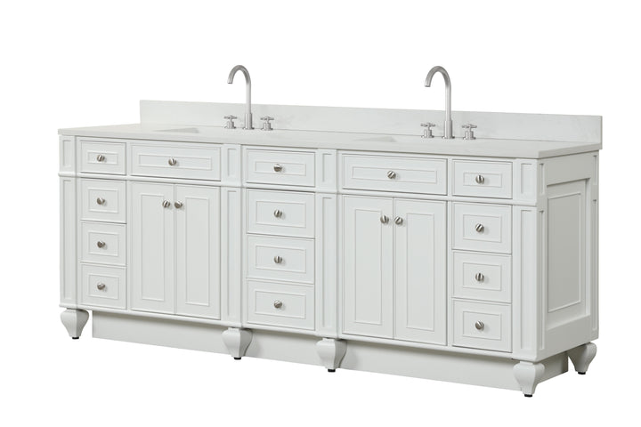 Winston 84" Double Sink Vanity with White Quartz Top