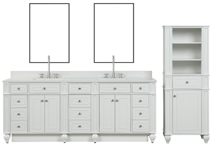 Winston 84" Double Sink Vanity with White Quartz Top