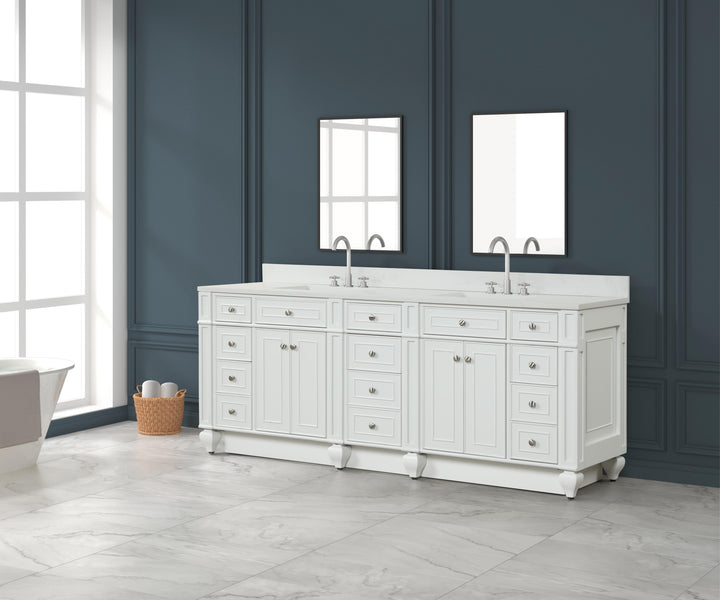 Winston 84" Double Sink Vanity with White Quartz Top
