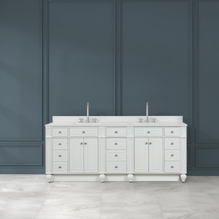 Winston 84" Double Sink Vanity with White Quartz Top