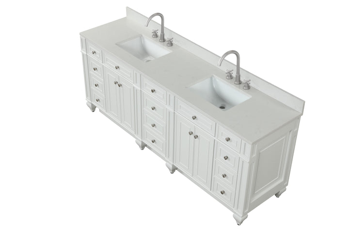 Winston 84" Double Sink Vanity with White Quartz Top