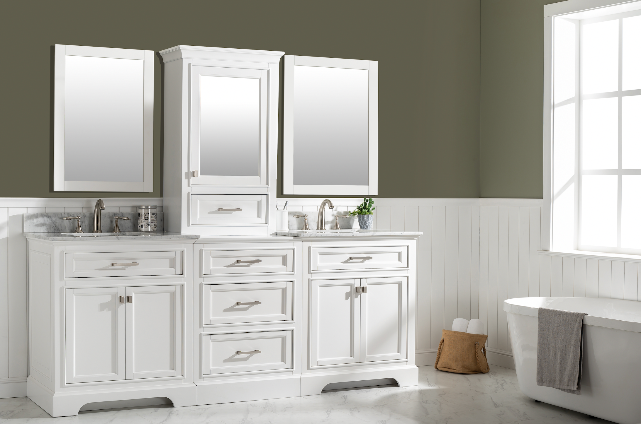 Milano 84" Double Sink Modular Vanity Set - White