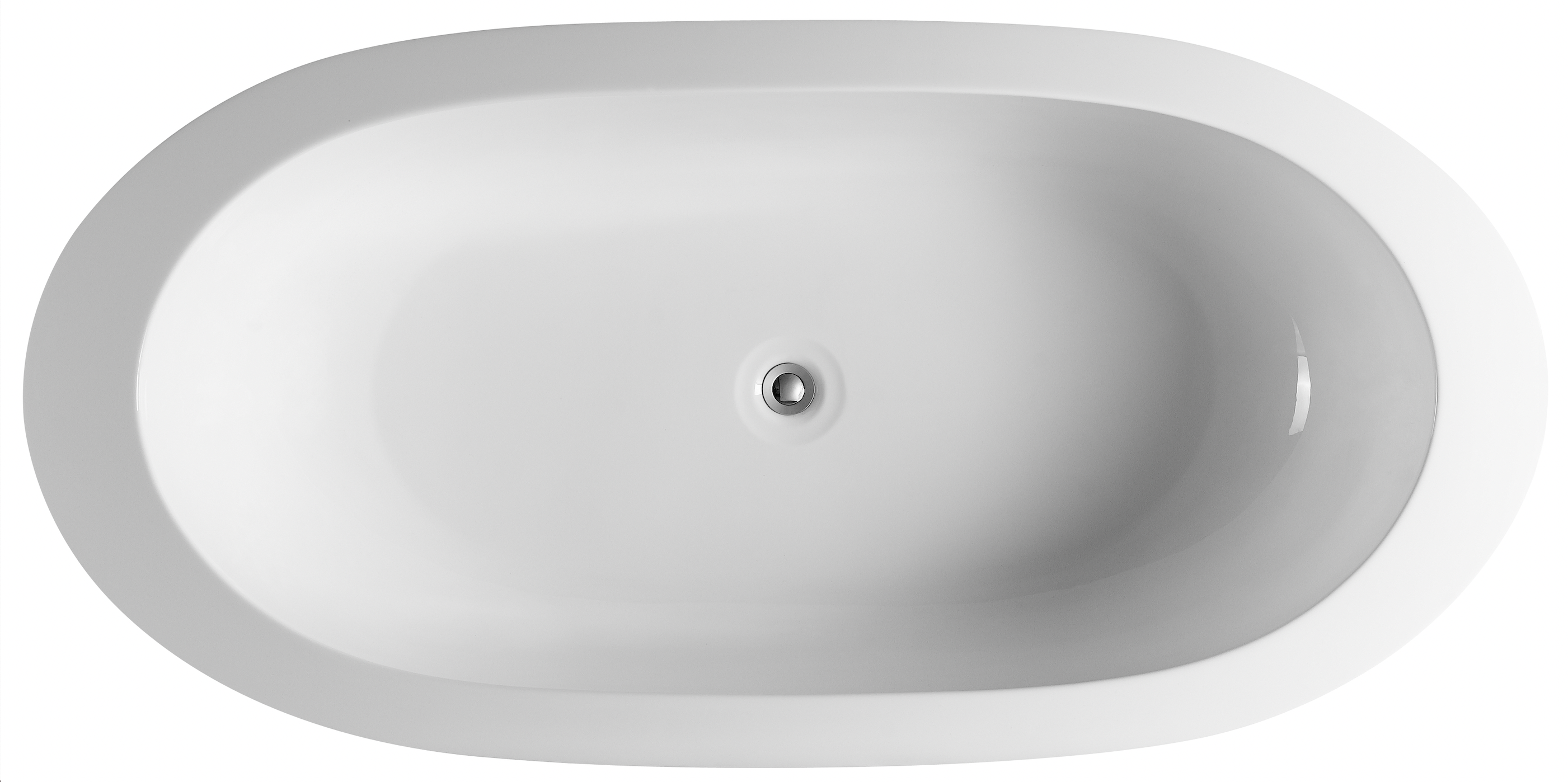 72" Acrylic Center Drain Oval Double Ended Flatbottom Freestanding Bathtub in Glossy White