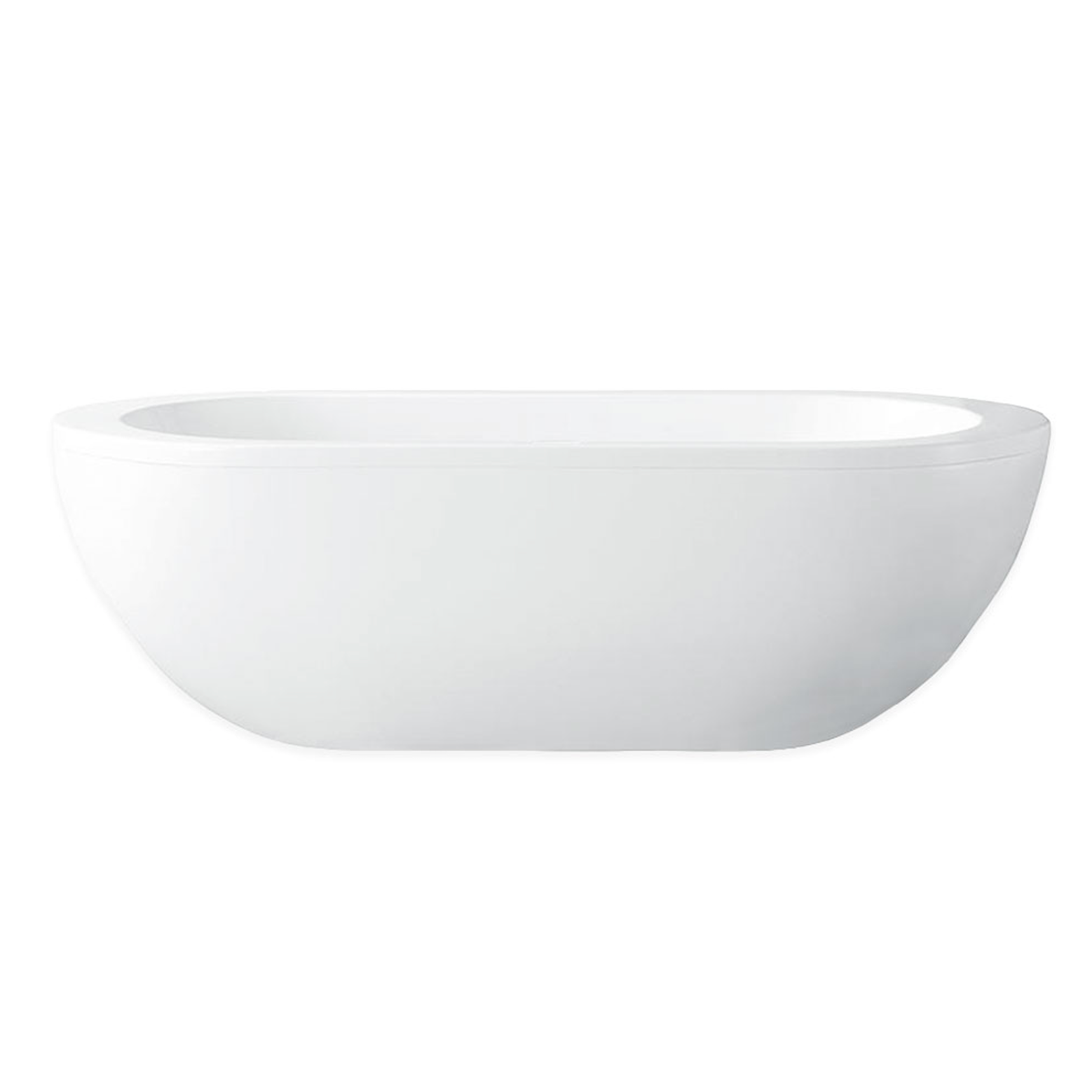 72" Acrylic Center Drain Oval Double Ended Flatbottom Freestanding Bathtub in Glossy White