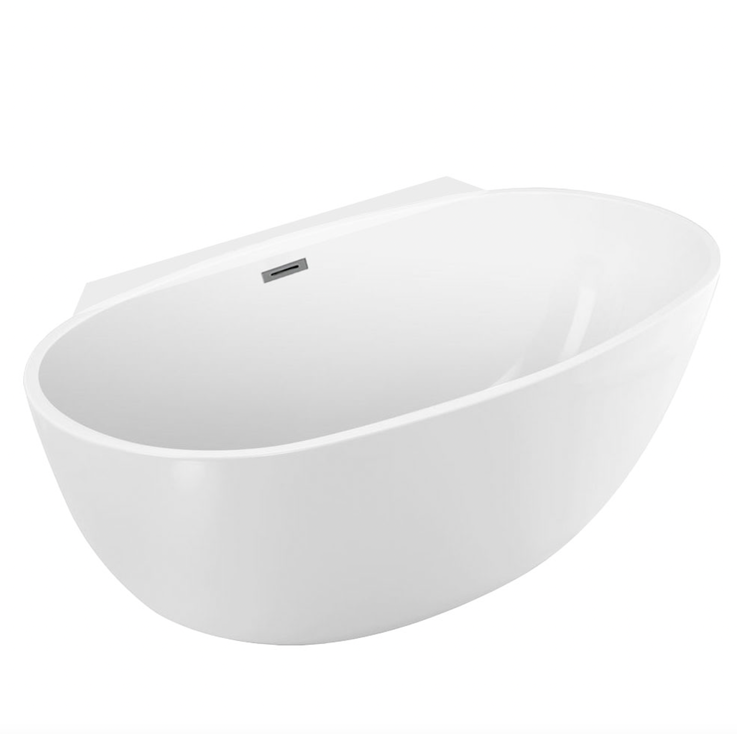 65" Acrylic Center Drain Oval Double Ended Flat bottom Freestanding Bathtub in Glossy White