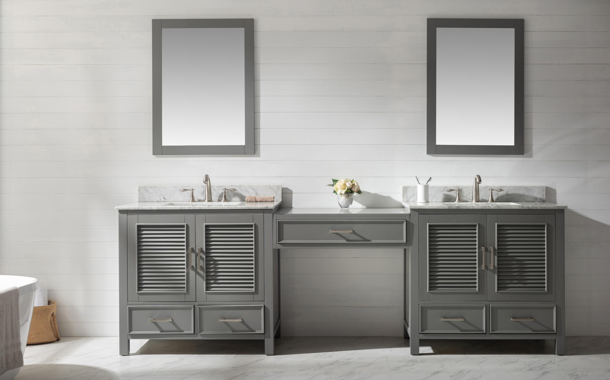 Estate 102" Double Sink Bathroom Vanity Modular Set - Gray