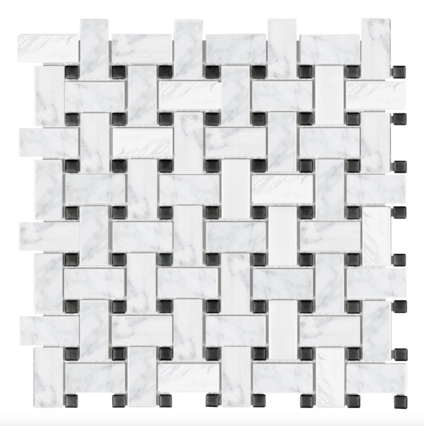 Basketweave 12 in. x 12 in. Marble Mosaic Wall Tile