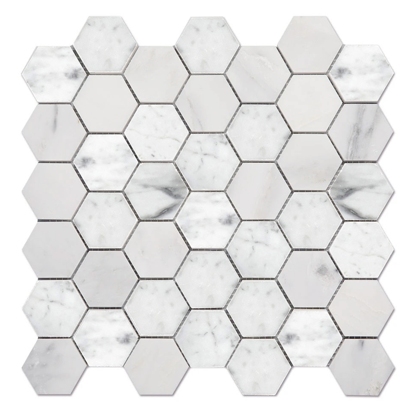 Hexagon 12 in. x 12 in. Marble Mosaic Wall Tile